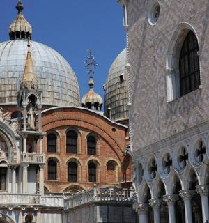 a large building with domes on top of it