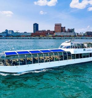 a boat filled with people on the water