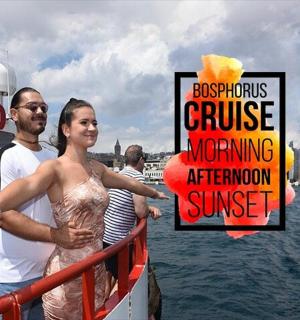 a man and a woman standing on a boat with a sign