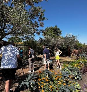 一群人站在花园里