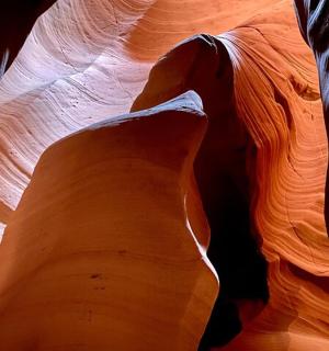 a view of a slot canyon in the desert