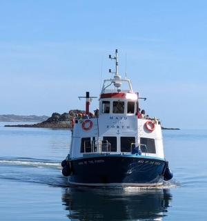 a boat is in the water