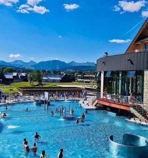 度假村泳池里的一群人