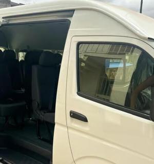 a white van with the back door open