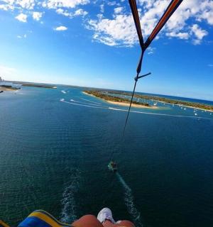 a person is on a boat in the water