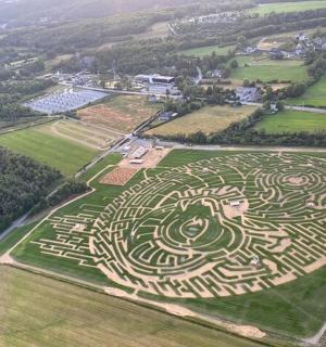 bir tarladaki labirentin havadan görünümü