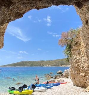 海滩上的景色,人们在水中