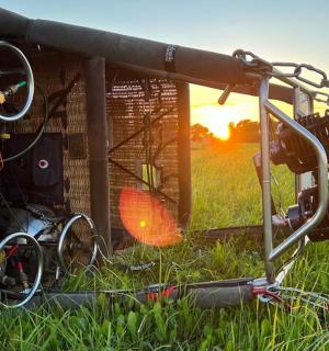 a picture of a camera in the grass
