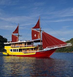 水中黄色和红色的船