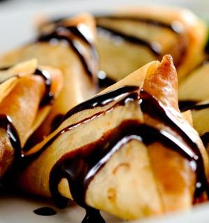 a plate of food with chocolate covered food
