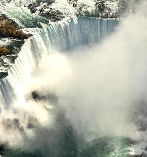 an aerial view of a waterfall