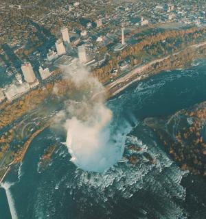 an aerial view of a river with a lot of water