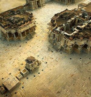 pohled shora na budovu v muzeu