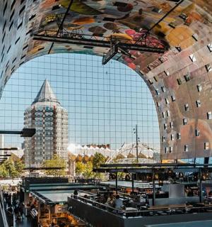 带有大窗户的建筑景观