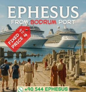 a group of people walking down a street with two cruise ships