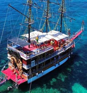 a large boat floating in the water