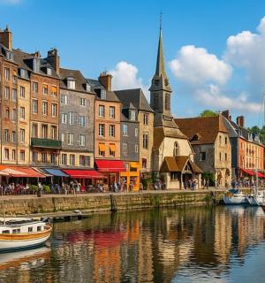 一群船停靠在有建筑物的河里