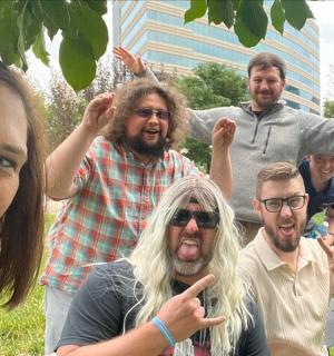 a group of people posing for a picture