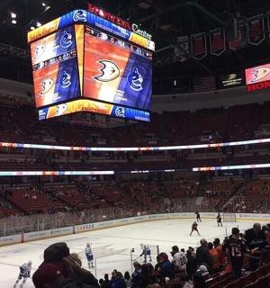 dav lidí sledujících hokejový zápas v aréně