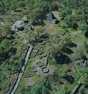 房屋和花园的鸟瞰图