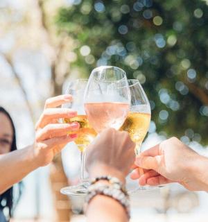 一群人举着酒杯