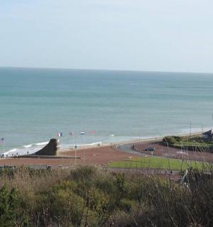 一片挂满旗帜和大海的海滩