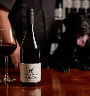 一瓶红酒放在酒杯旁边