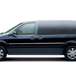 a black van parked on a white background