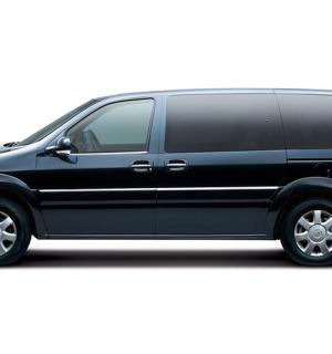 a black van parked on a white background