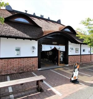 a building with a dog statue in front of it