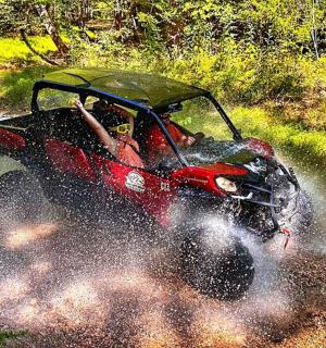 a person in a wheeler in the water