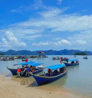 一群停泊在沙滩上的船