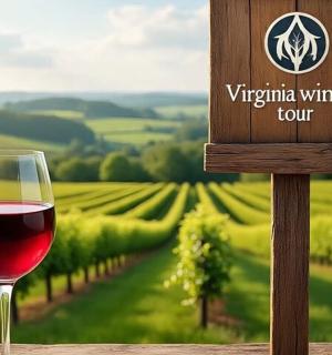 a glass of red wine sitting next to a sign