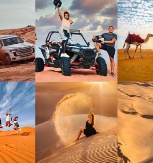 koláž z obrázků lidí v poušti