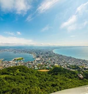 an aerial view of a city and a body of water