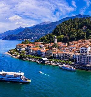 a large boat in a large body of water