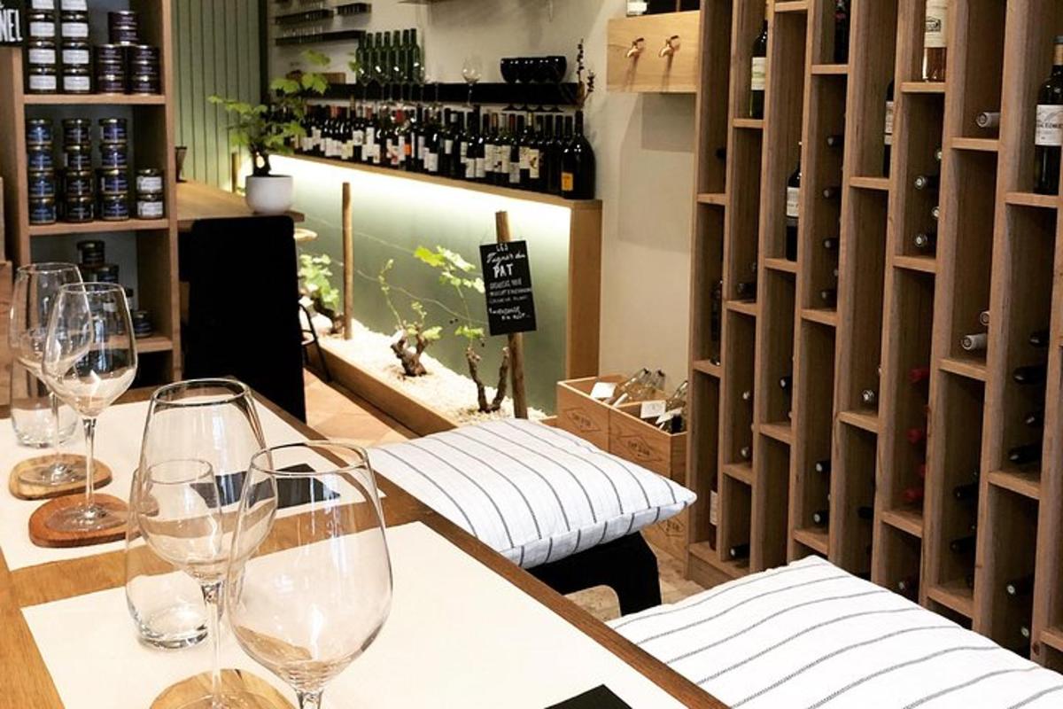a table with wine glasses on top of it