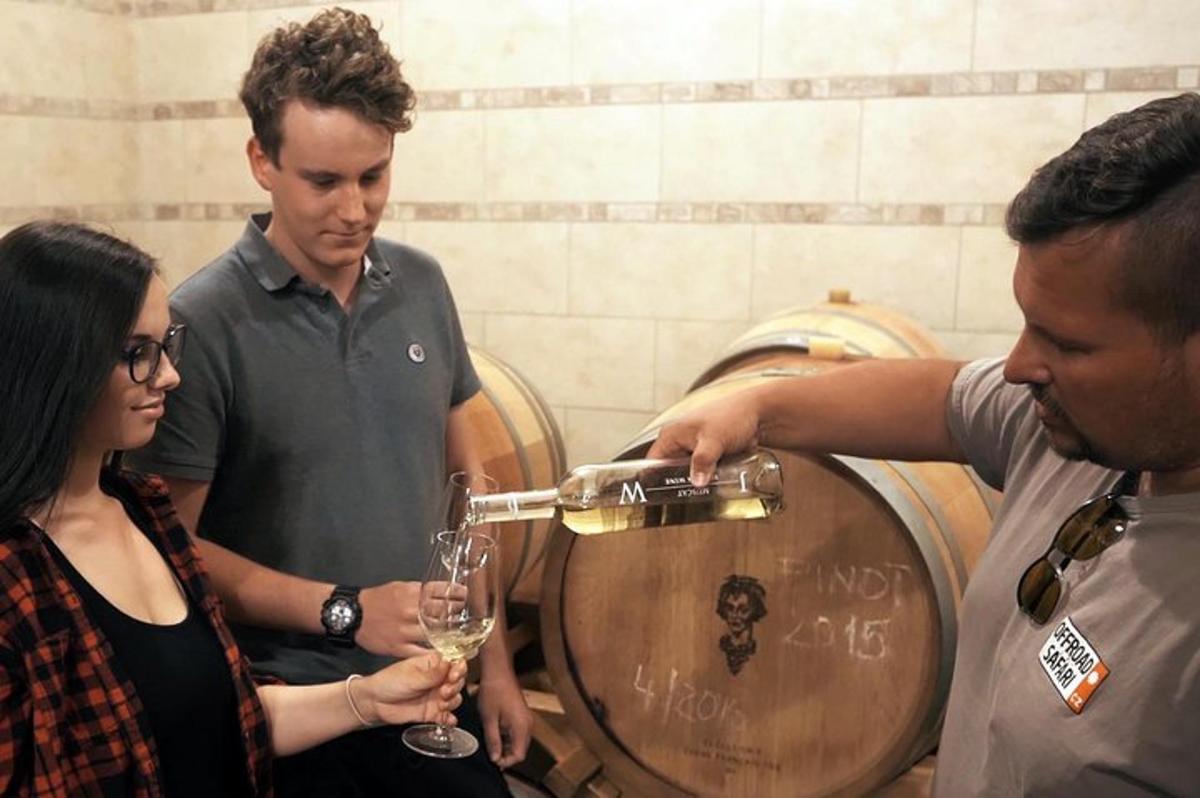 um homem servindo uma taça de vinho para uma mulher