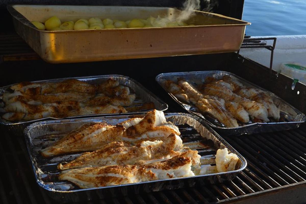 dva plechy kuřete grilovaného na grilu