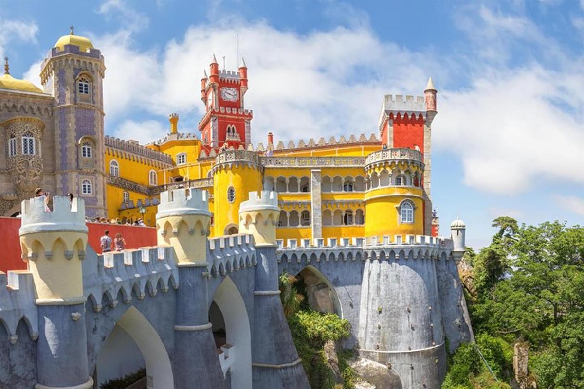 a large castle with a clock tower on top of it