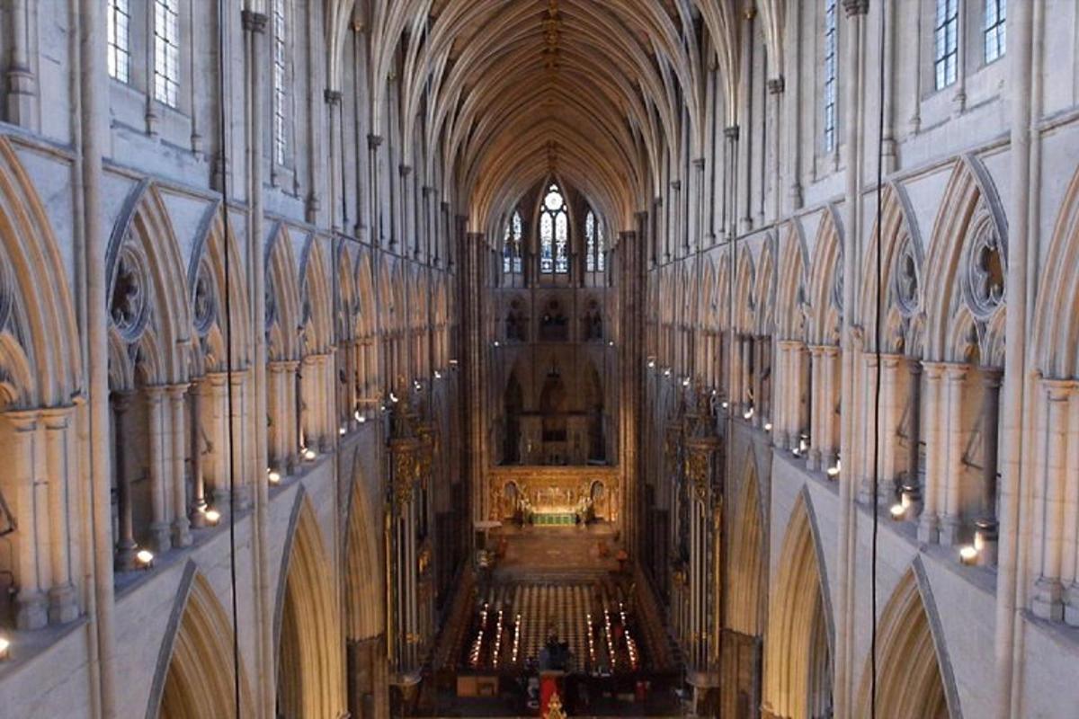 a view of a large cathedral with a large ceiling