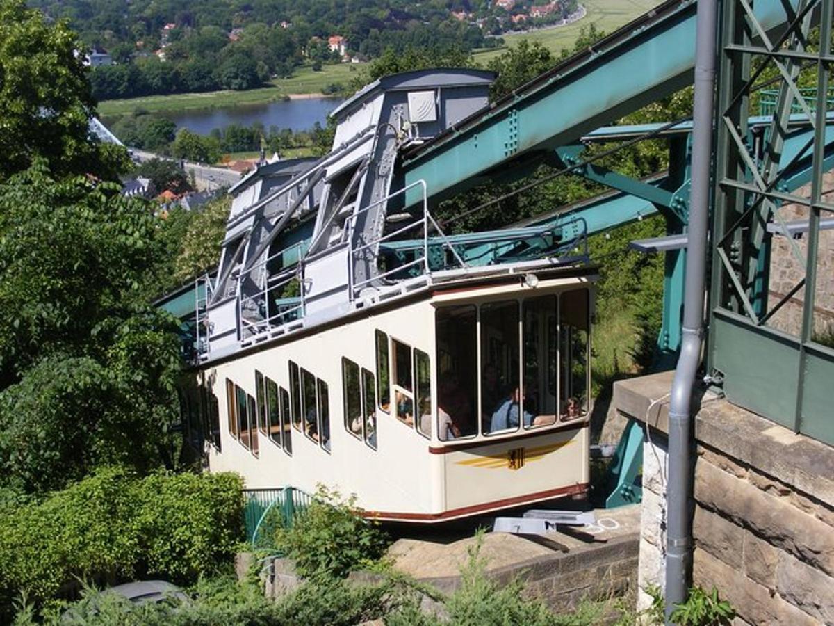 a trolley is coming down a mountain