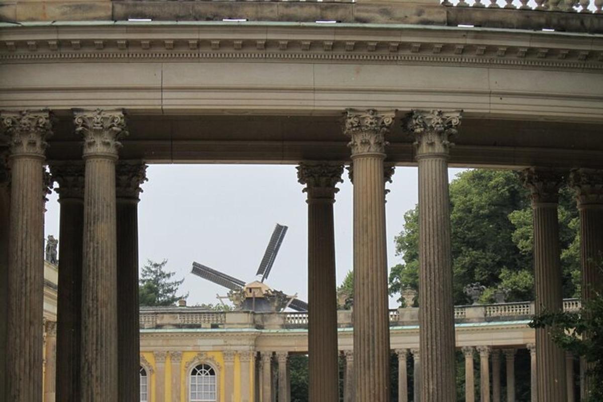 a large building with columns in front of it