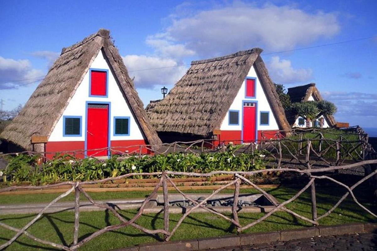 una casa con dos que tienen techos de paja
