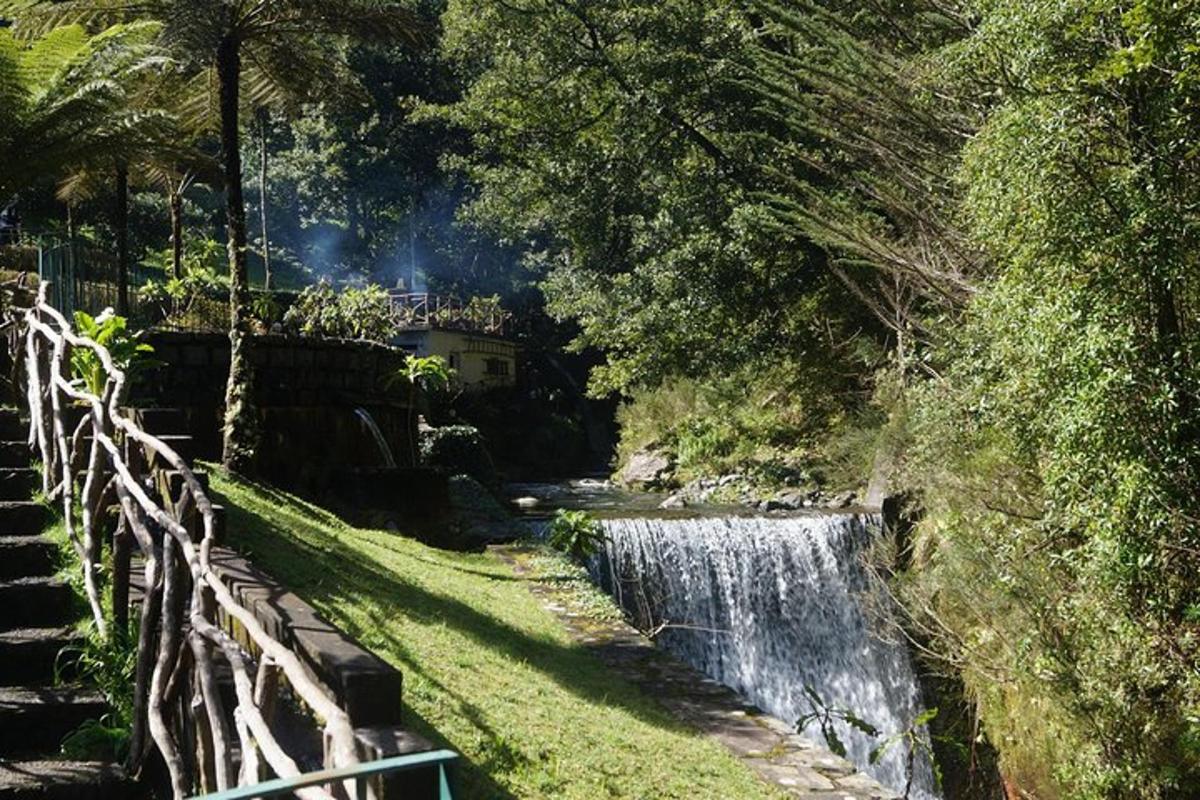 una cascada al lado de una valla al lado de un río