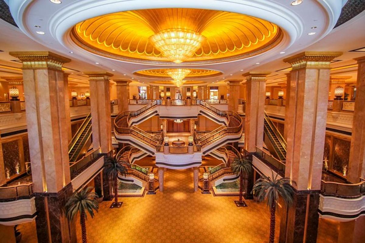 an overhead view of the lobby of a cruise ship