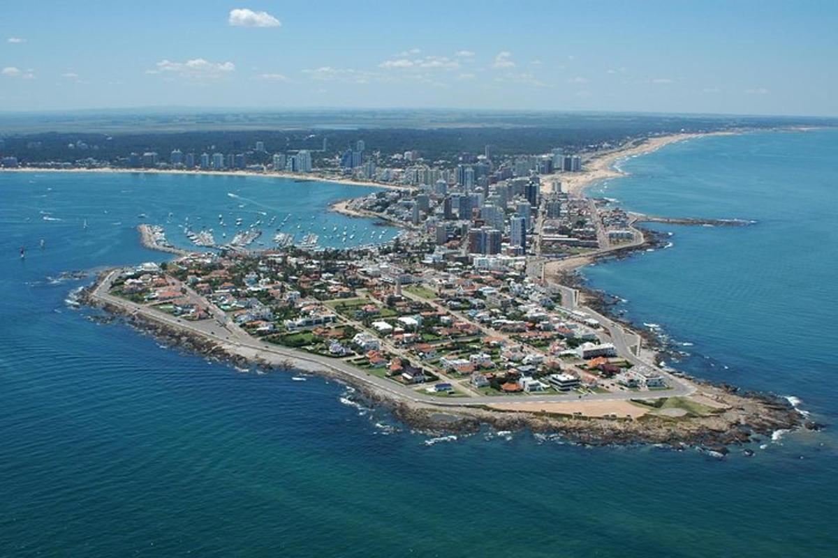 an aerial view of an island in the ocean