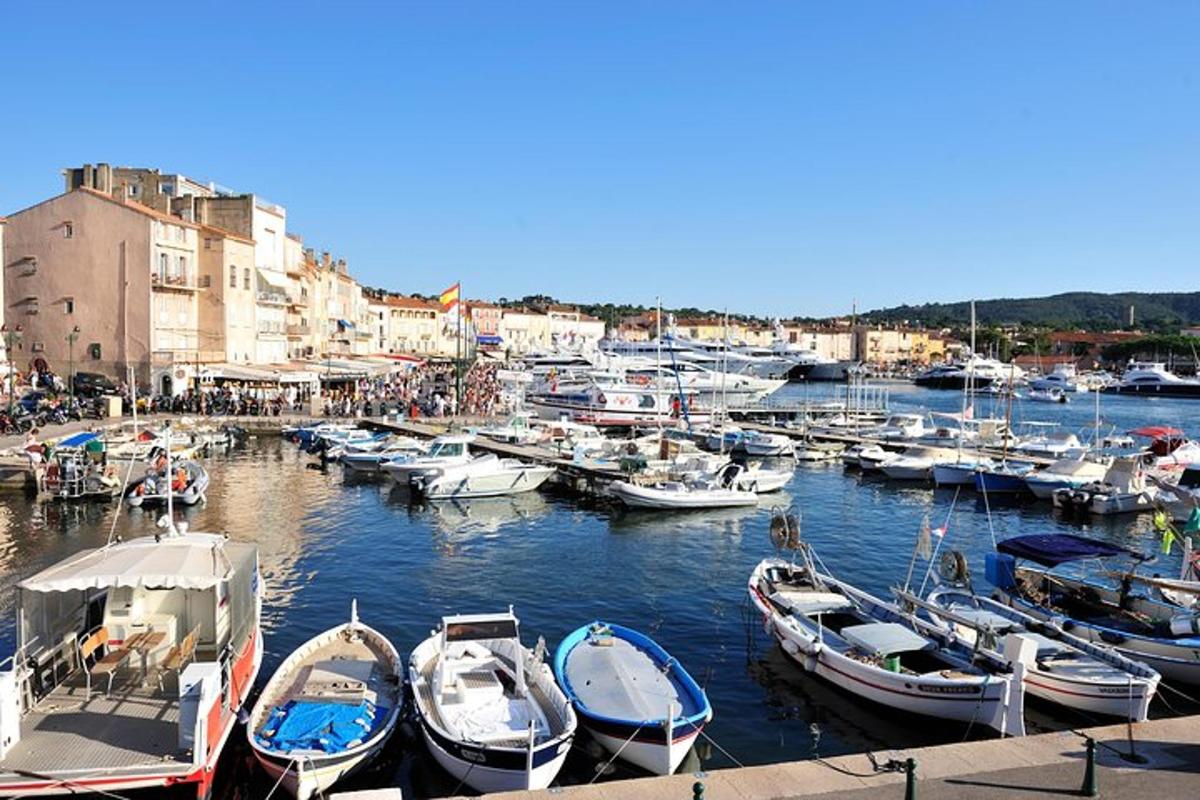 o grămadă de bărci sunt acostate într-un port
