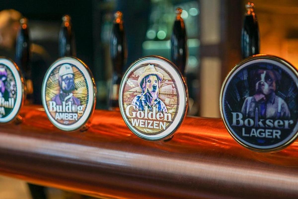 quatro garrafas de cerveja em um balcão