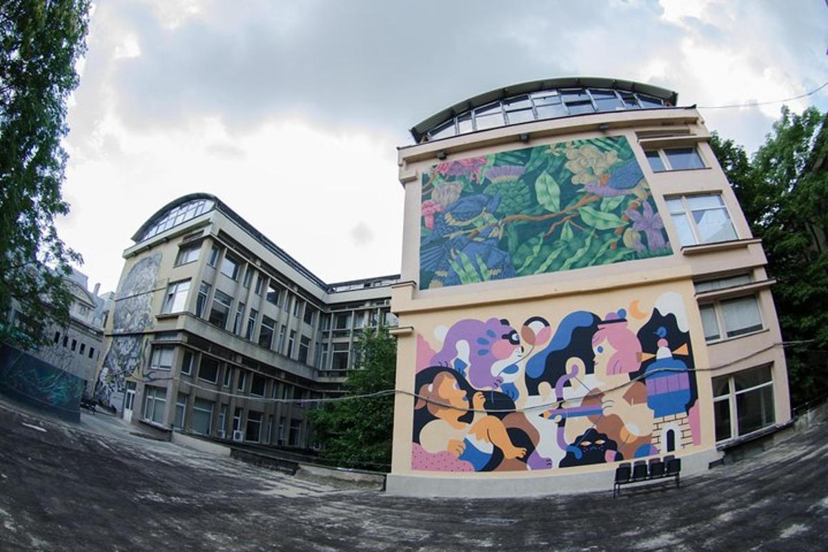 a building with a painting on the side of it